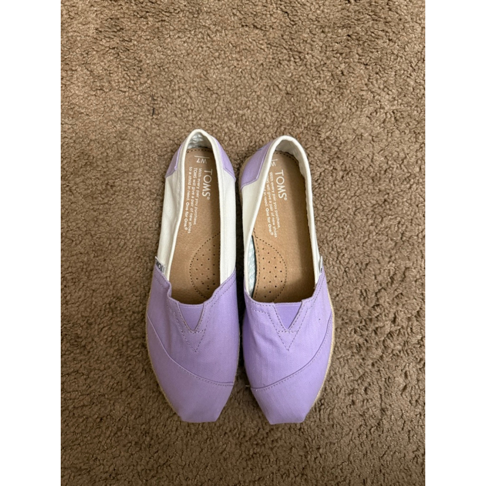 Women's TOMS Purple White Canvas Espadrilles US 7